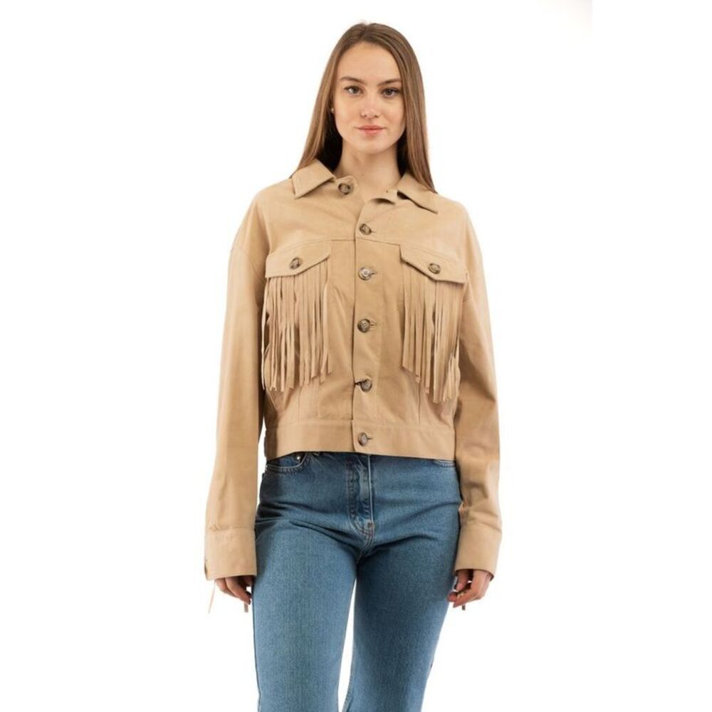 Moschino Beige Cotton Leather Women's Jacket